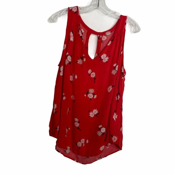 Old Navy Tops - Old Navy Red Floral Sleeveless Boho Blouse V Neck